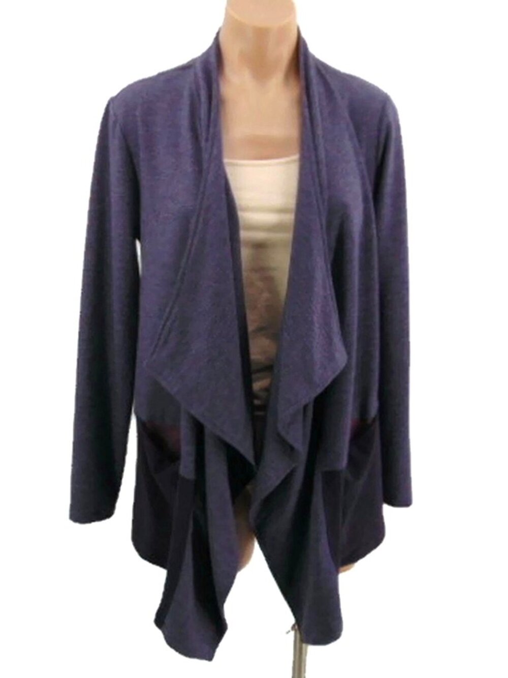 Logo Lorie Goldstein Draped Front Terry Cardigan S  Color Block Oversized